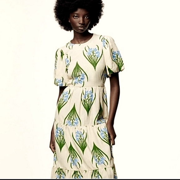 ZARA Cream Floral Dress - Picture 2 of 6
